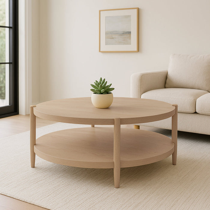 Alpine Furniture Cleo Sinclair Round Coffee Table, Natural