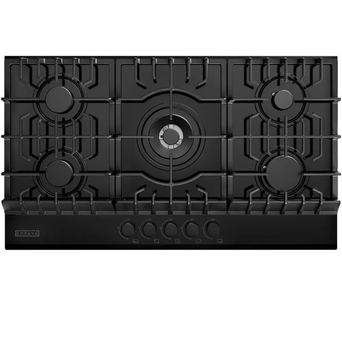Empava EMPV-36GC27-GX 36 inch built-in gas cooktop in black with 5 burners