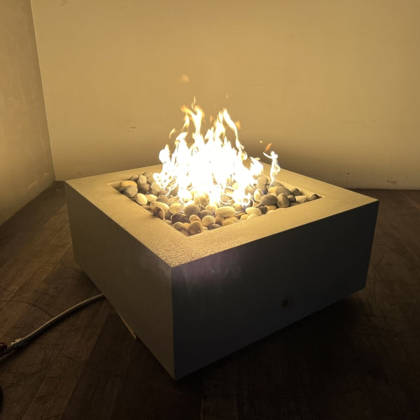 Starfire Designs Gravity 36" Square Concrete Gas Fire Pit - Rustic Natural Grey - IN STOCK Starfire Designs