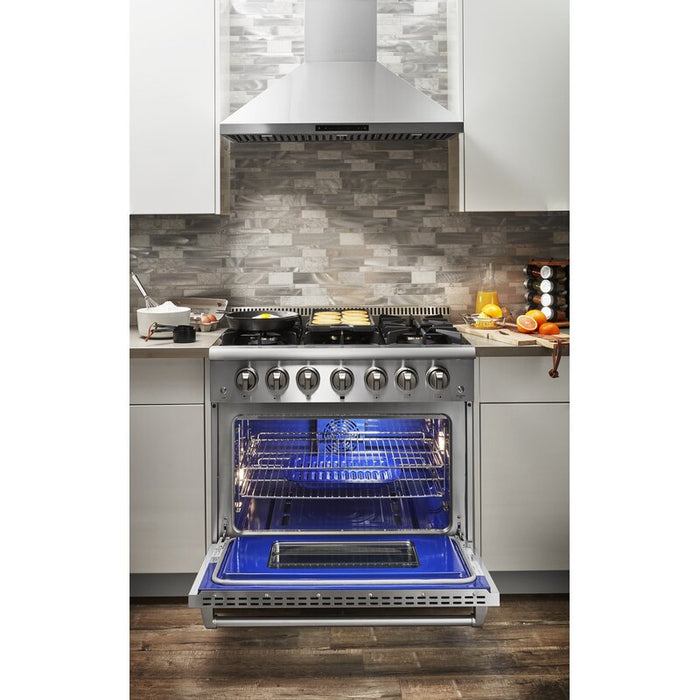 Thor Kitchen 36 in. Propane Gas Burner/Electric Oven Range in Stainless Steel, HRD3606ULP Thor Kitchen