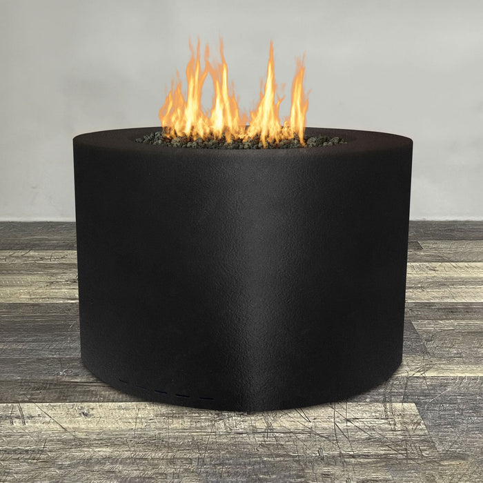 Starfire Designs Gravity Round Powder Coated Steel Gas Fire Pit with Propane Tank Access Door Starfire Designs