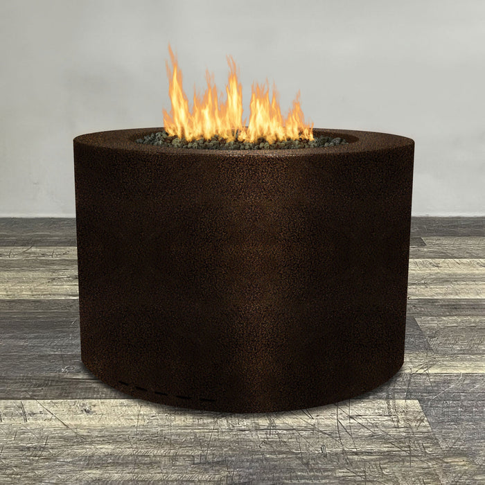 Starfire Designs Gravity Round Powder Coated Steel Gas Fire Pit with Propane Tank Access Door Starfire Designs