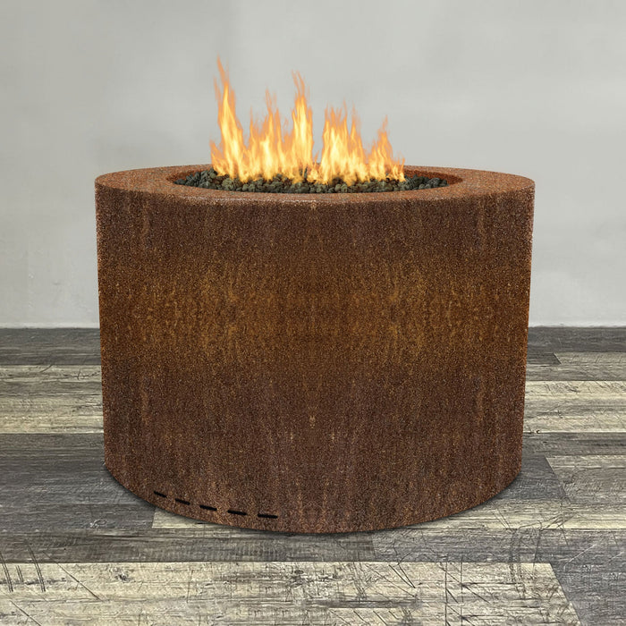 Starfire Designs Metal Gravity 36" Round Corten Steel Gas Fire Pit with Propane Tank Access Door Starfire Designs
