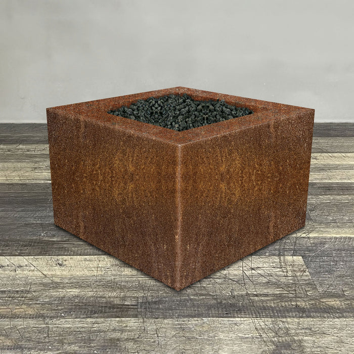 Starfire Designs Metal Gravity 36" Square Corten Steel Gas Fire Pit with Propane Tank Access Door Starfire Designs