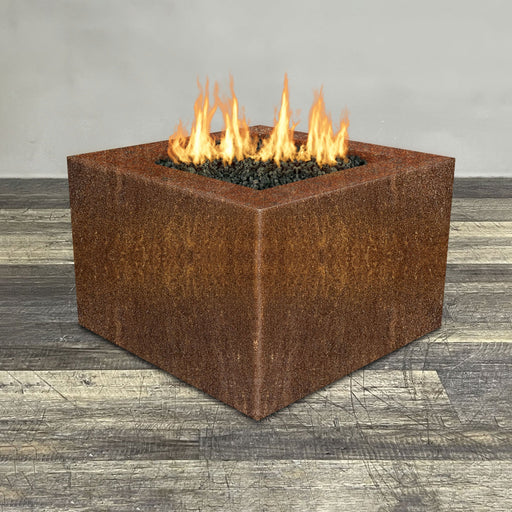 Starfire Designs Metal Gravity 36" Square Corten Steel Gas Fire Pit with Propane Tank Access Door Starfire Designs