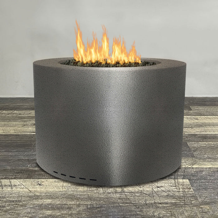 Starfire Designs Gravity Round Powder Coated Steel Gas Fire Pit with Propane Tank Access Door Starfire Designs