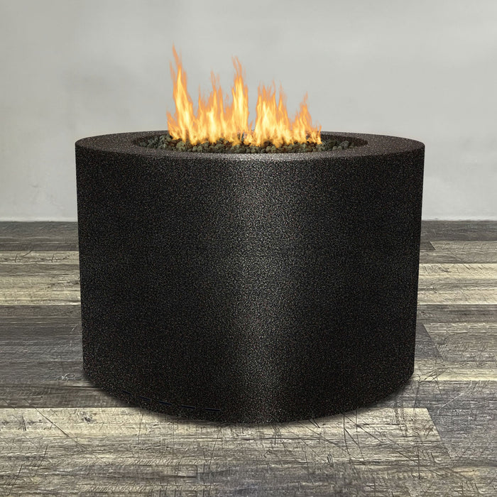 Starfire Designs Gravity Round Powder Coated Steel Gas Fire Pit with Propane Tank Access Door Starfire Designs