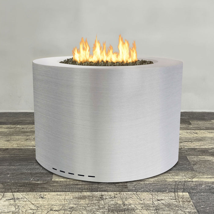 Starfire Designs Metal Gravity 36" Round Stainless Steel Gas Fire Pit with Propane Tank Access Door Starfire Designs