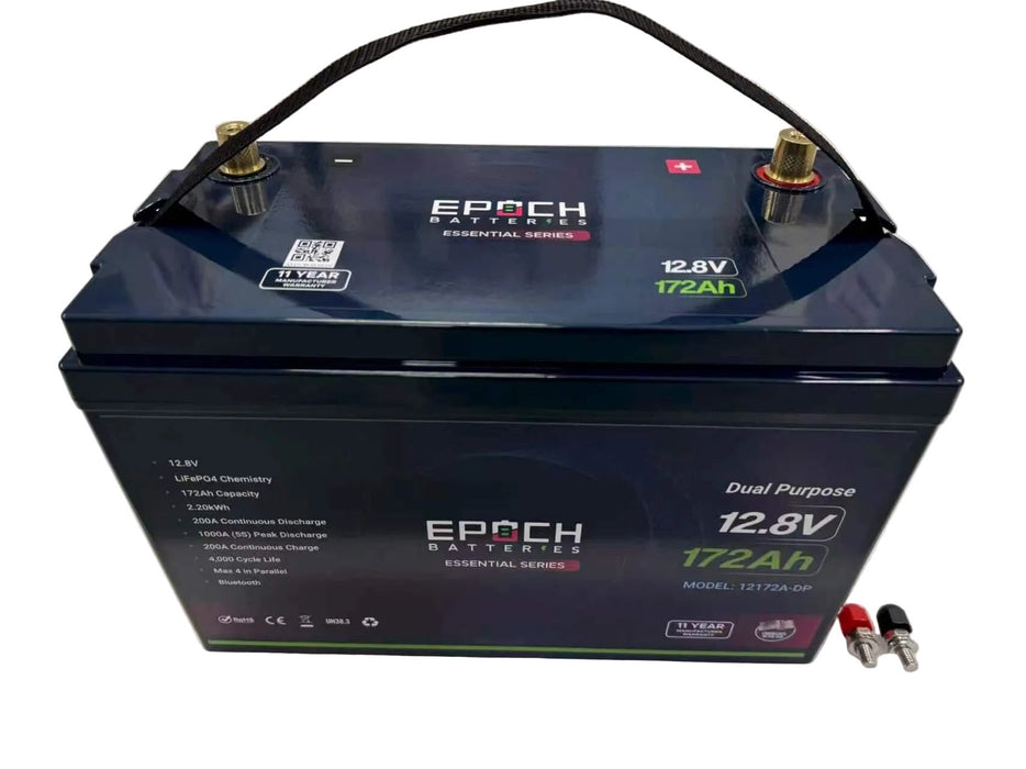 Epoch 12V 172Ah Essential Series LiFePO4 battery — top view