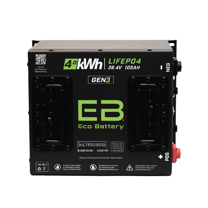 36V 105Ah LiFePO4 Battery - side view