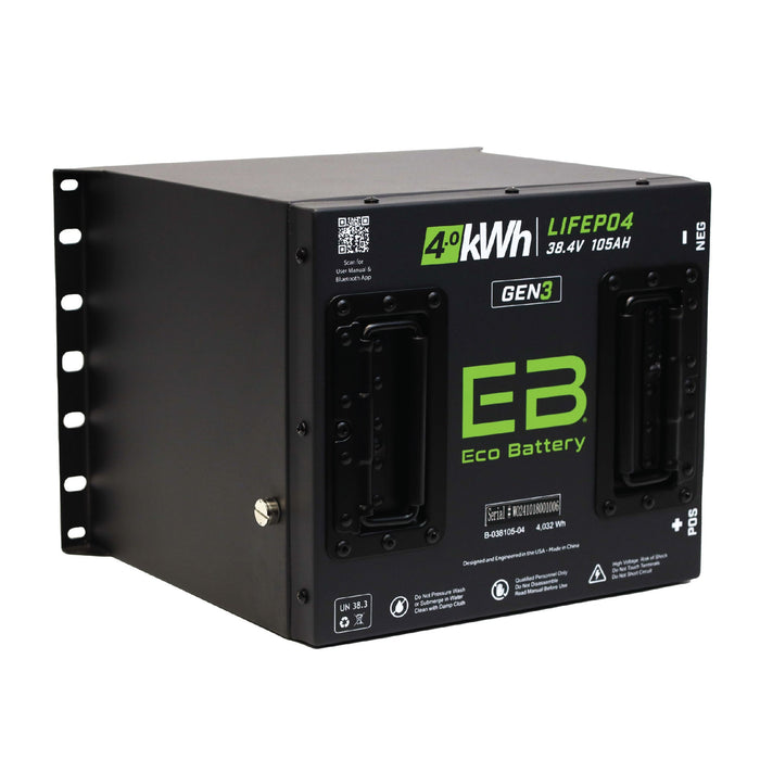 36V 105Ah LiFePO4 Battery - angle view