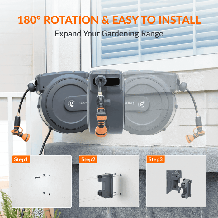 Retractable Garden Hose Reel-1/2in-130ft