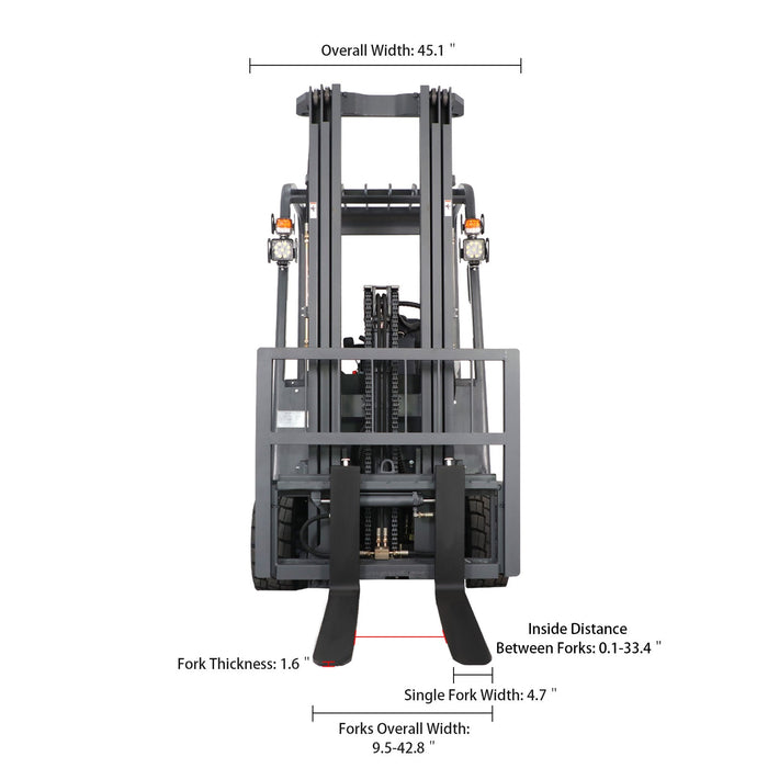 Xilin CPD20SA-20-Li-189 3 wheel electric forklift rear view