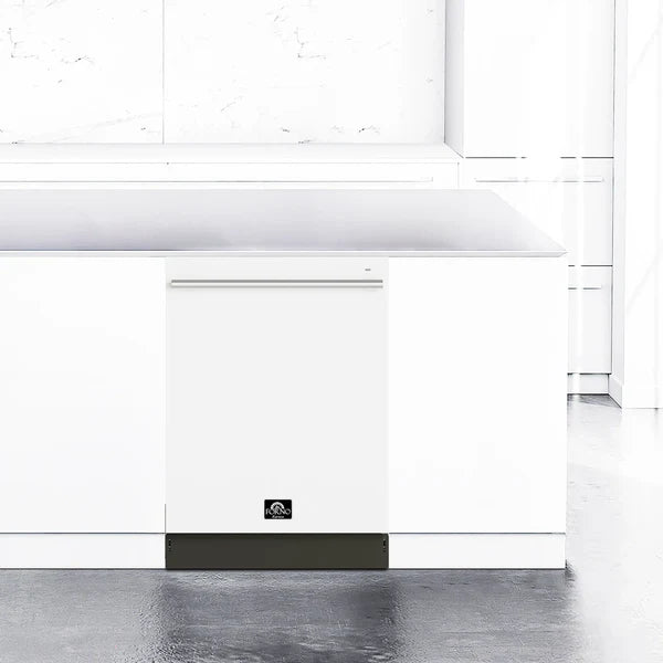 Forno Romano Espresso 24-Inch Built-In Dishwasher in White with Brass Handle (FDWBI8035-24WHT) FORNO