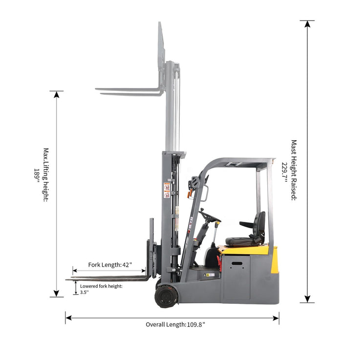Xilin CPD15SE-Li-189 3 wheel electric forklift rear view