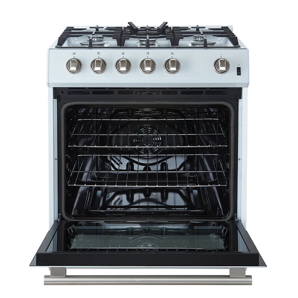 Forno Leonardo Espresso 30-Inch Gas Range in White with Stainless Steel Handle (FFSGS1116-30WHT) FORNO