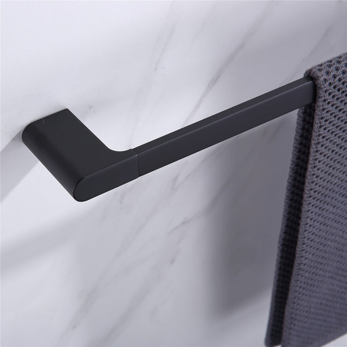 wonderland shower inc Luxurious 4-Piece Brass Matte Black Bathroom Hardware Set: Towel Bar... Shower Accessory - Close-Up