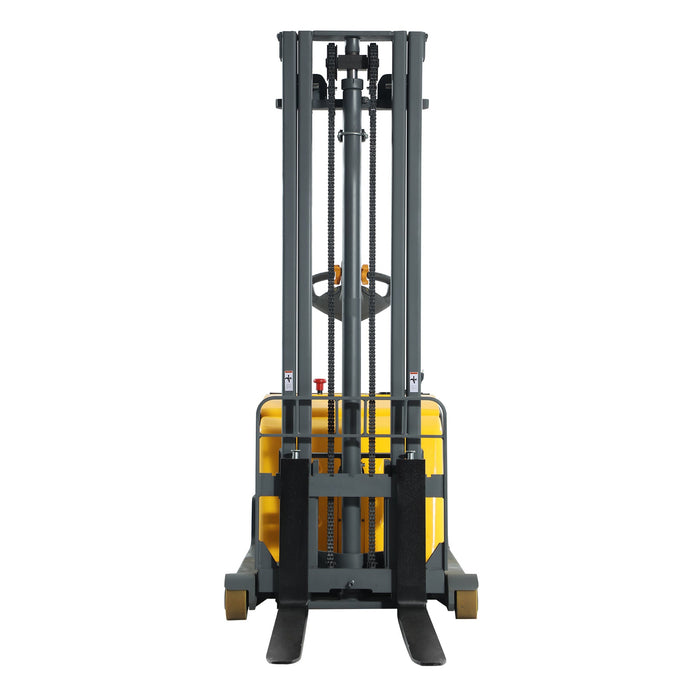 Xilin CPD15W-II-118 counterbalanced stacker fork and load detail