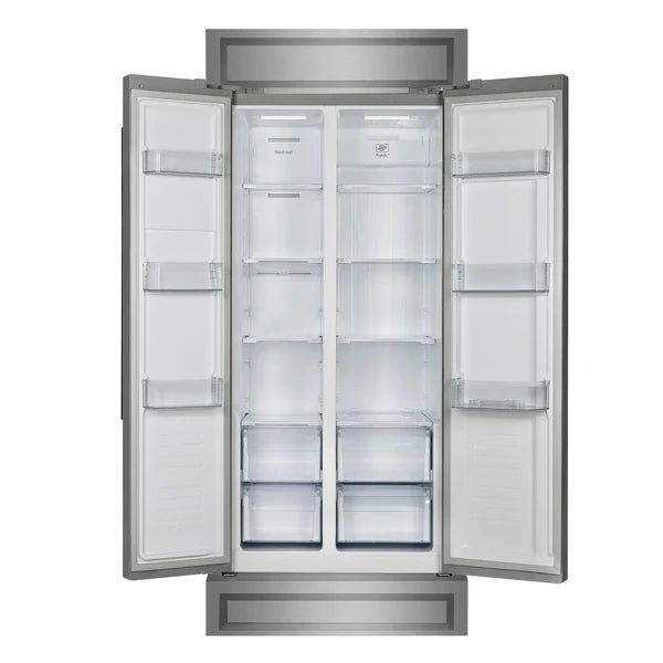 Forno Salerno 33-Inch 15.6 cu.ft Built-in Refrigerator with Modern Decorative Grill in Stainless Steel (FFRBI1805-37MG) FORNO