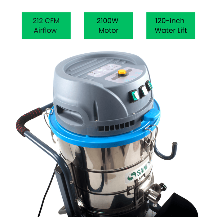 SANITMAX Heavy Duty Industrial Vacuum Cleaner SM100 - 26.4 Gal, 3 Motor HEPA, 212 CFM - Dimensions