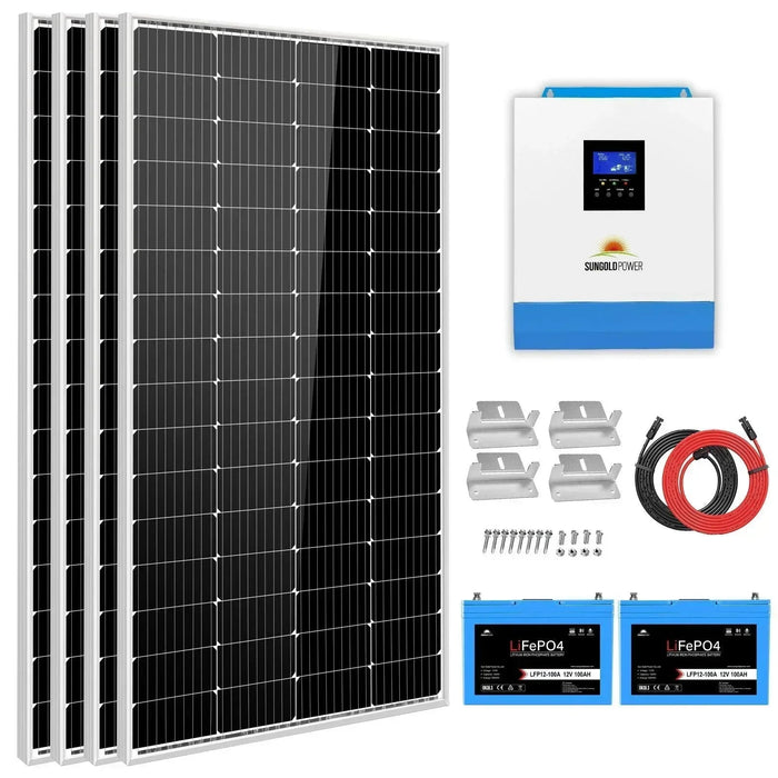 Green Vista Living Sungold Power Solar Kit 3000W 24V Inverter 120V output Lithium Battery 800 Watt Solar... - Lifestyle View