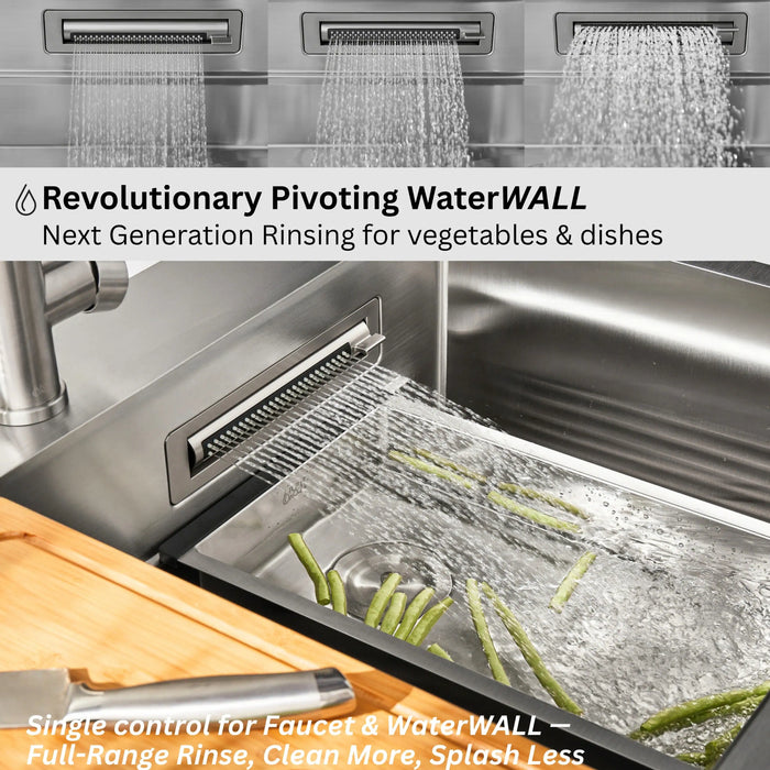 Forno Acqua 33-Inch Drop-In/Undermount 40/60 Double Bowl Sink with Retractable Faucet &... Kitchen Appliance - Detail View