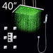Cascada Tuscany 40" Luxury Bathroom Shower Set with LED Rainfall Head, Thermostatic Control, and 6 Massage Jets