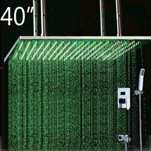 Cascada Showers 40" Rainfall LED Shower Set Double-Function Valve - Alternate View