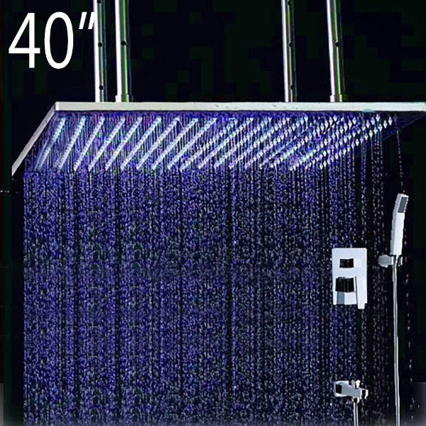 Cascada Showers 40" Rainfall LED Shower Set Double-Function Valve - Detail View 2