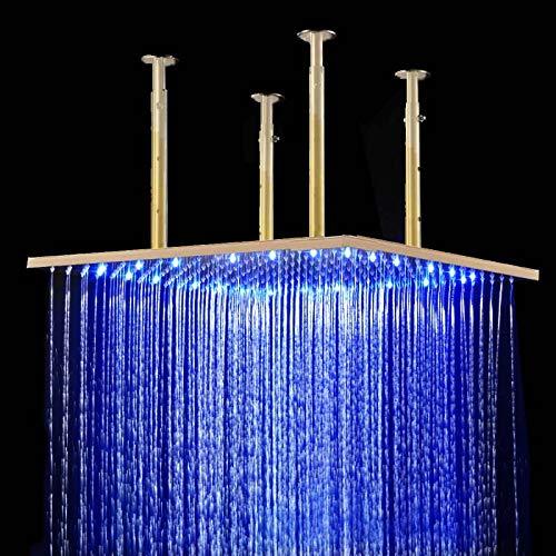 Cascada Showers 40" Square Ceiling Mount Rainfall LED Shower Head, include Shower Arm - Alternate View