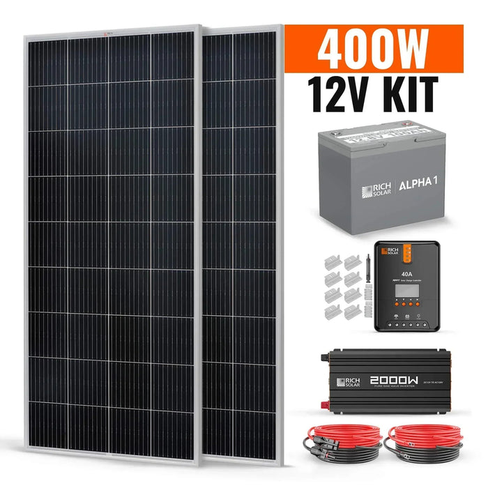Green Vista Living Rich Solar - 400 Watt Complete Solar Kit - Side View