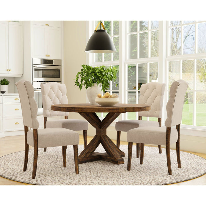 Alpine Furniture Newberry Round Dining Table, Medium Brown