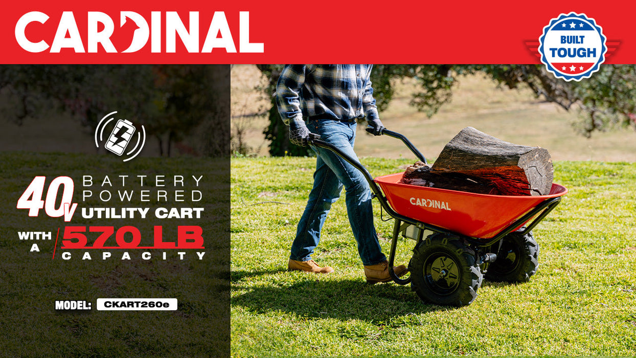 Tomahawk Power Electric Utility Cart 40V Battery-Powered Wheelbarrow 570-lb. Bucket Capacity - Detail View