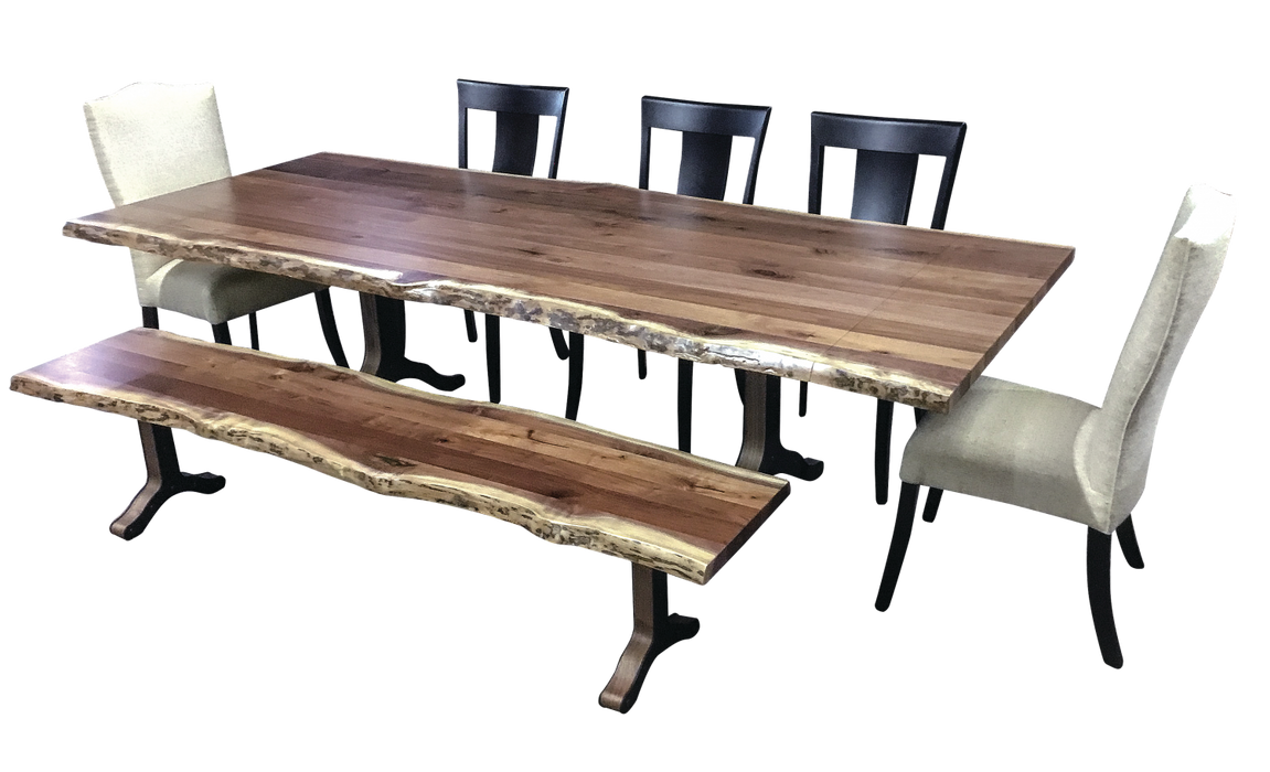 Quick Ship - 42 x 84 Live Edge Table Top with 2-12" Company Boards - Wormy Maple / Rustic Walnut