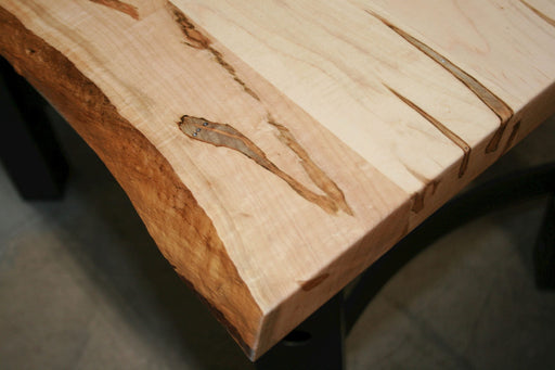 Barkman Furniture Quick Ship - 14 x 84 Live Edge Bench Seat Top - Wormy Maple Entryway Furniture - Detail View
