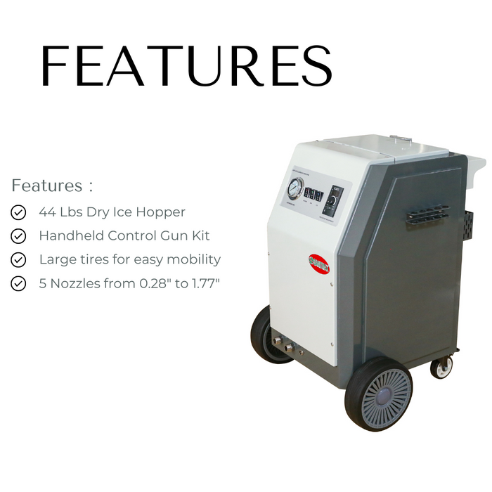 SANITMAX SM2000 Dry Ice Blasting Machine, 44 lbs Dry Ice Hopper, Hand Control Spray Gun Kit, 5 Nozzles - Detail View