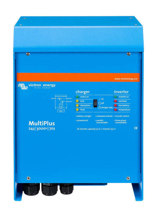 Victron Energy MultiPlus 24/3000 - 24V Input - 3000VA Output 120V VE.Bus - 70A Charger - UL 1741 - Front view of Victron MultiPlus 24/3000 with 24V Input and 3000VA Output 120V, 120A Charger with Transfer Switch