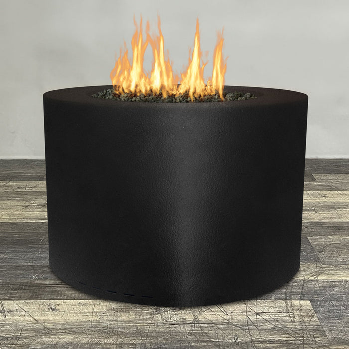 Starfire Designs Gravity Round Powder Coated Steel Gas Fire Pit with Propane Tank Access Door Starfire Designs