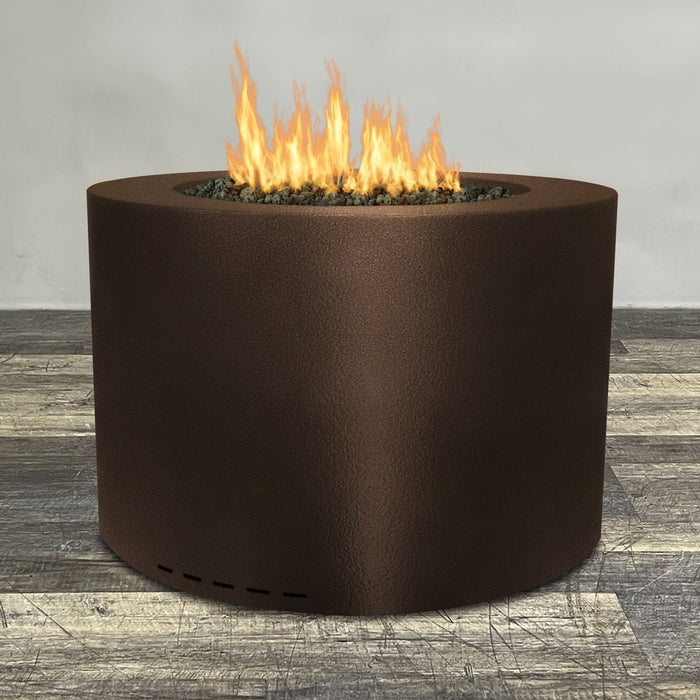 Starfire Designs Gravity Round Powder Coated Steel Gas Fire Pit with Propane Tank Access Door Starfire Designs