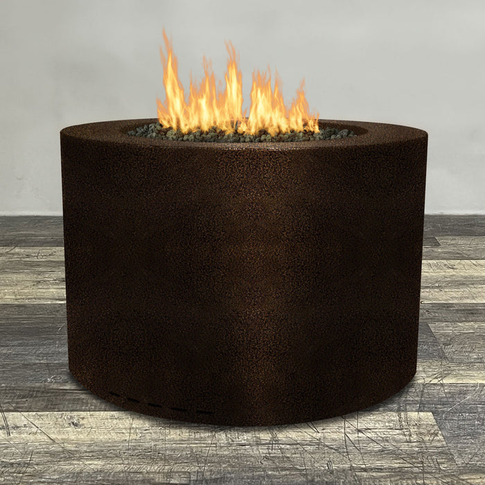 Starfire Designs Gravity Round Powder Coated Steel Gas Fire Pit with Propane Tank Access Door Starfire Designs