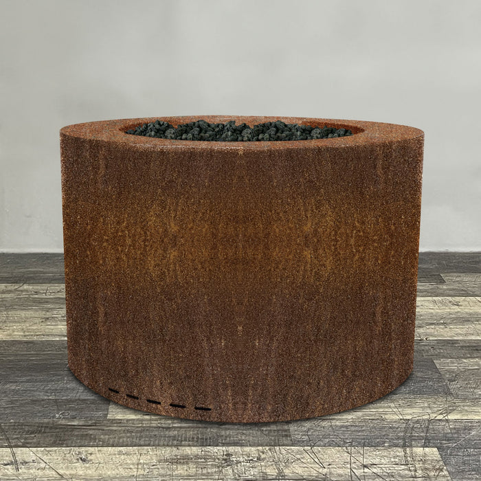 Starfire Designs Metal Gravity 45" Round Corten Steel Gas Fire Pit with Propane Tank Access Door Starfire Designs