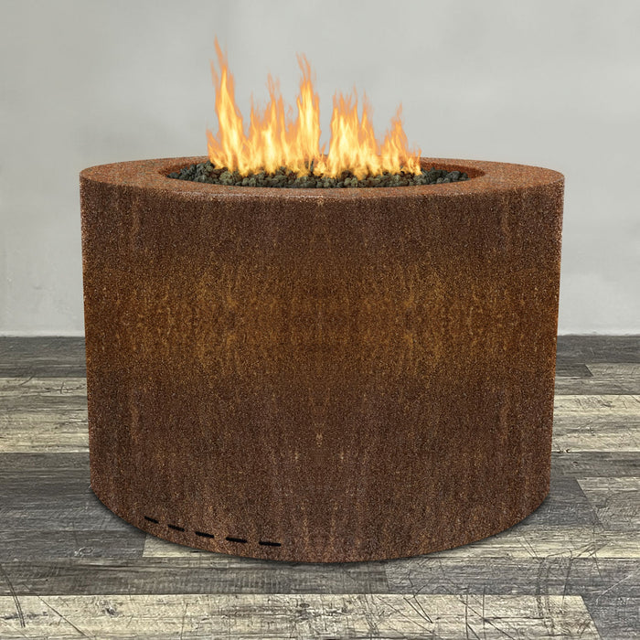 Starfire Designs Metal Gravity 45" Round Corten Steel Gas Fire Pit with Propane Tank Access Door Starfire Designs