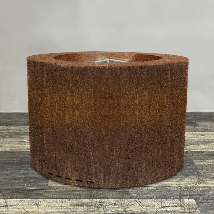 Starfire Designs Metal Gravity 45" Round Corten Steel Gas Fire Pit with Propane Tank Access Door Starfire Designs