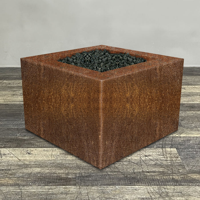Starfire Designs Metal Gravity 45" Square Corten Steel Gas Fire Pit with Propane Tank Access Door Starfire Designs