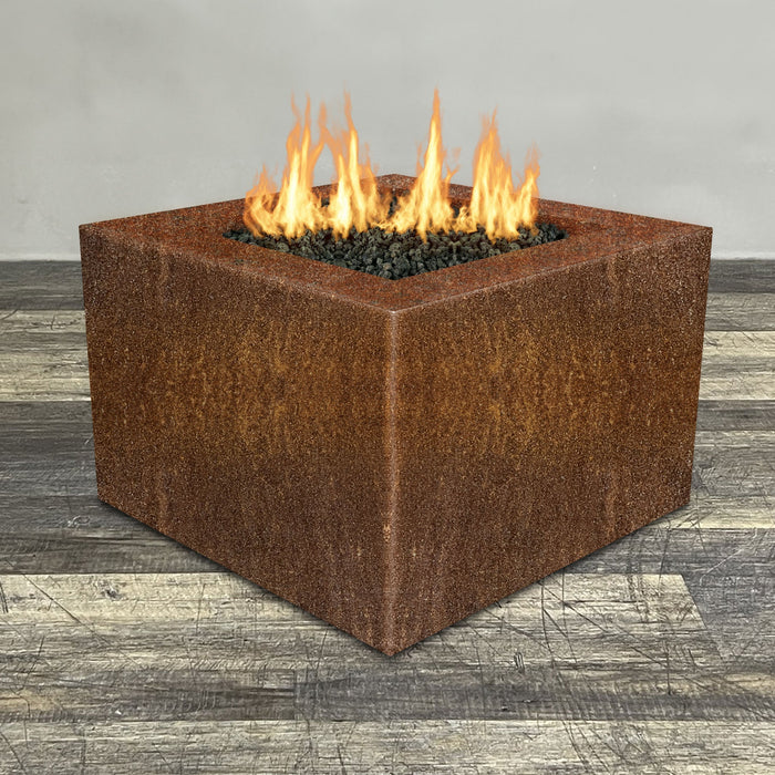 Starfire Designs Metal Gravity 45" Square Corten Steel Gas Fire Pit with Propane Tank Access Door Starfire Designs