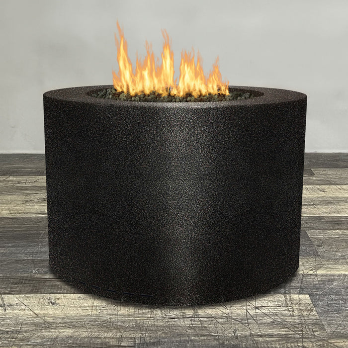 Starfire Designs Gravity Round Powder Coated Steel Gas Fire Pit with Propane Tank Access Door Starfire Designs