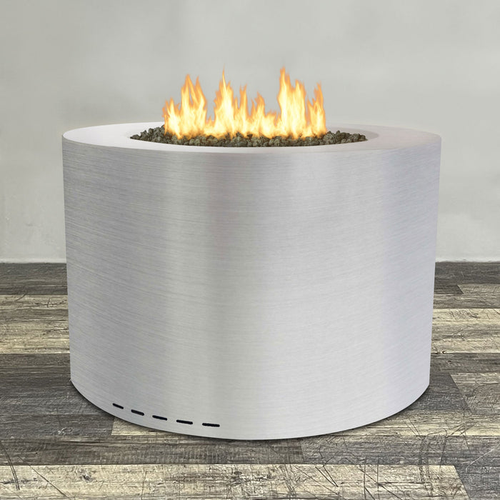 Starfire Designs Metal Gravity 45" Round Stainless Steel Gas Fire Pit with Propane Tank Access Door Starfire Designs