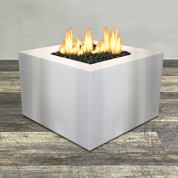 Starfire Designs Metal Gravity 45" Square Stainless Steel Gas Fire Pit with Propane Tank Access Door Starfire Designs