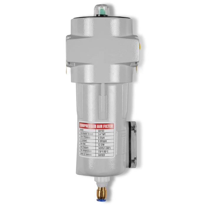 53 CFM Compressed Air Oil-Water Separator Precision Filter,0.01μm,Oil Content 0.001ppm, With Auto Drain, Pressure Indicator