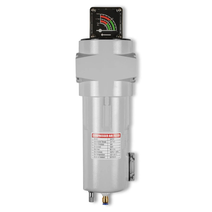 99 CFM Compressed Air Oil-Water Separator Precision Filter,1μm,Oil Content 1ppm, With Auto Drain, Pressure Gauge